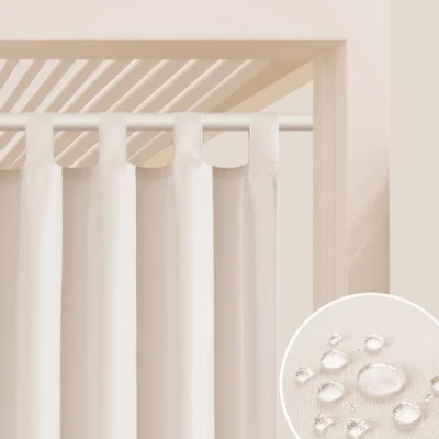 Imagen de ROOM99 Garden Line Cortinas para exteriores con trabillas, 155 x 220 cm de ancho alto, resistente a la intemperie, impermeable, protección solar, jardín, al viento, color