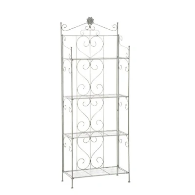 Imagen de CLP Estantería De Hierro Plegable Lenja Decorativa con 4 Estantes I Multiusos Niveles, Color:Antiguo Verde
