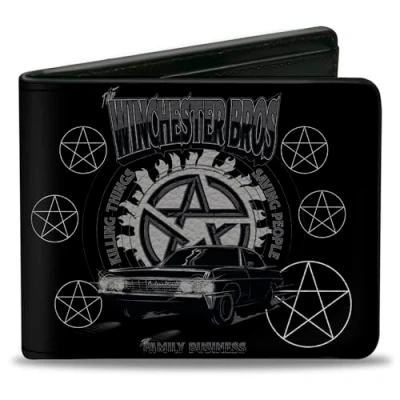 Imagen de Buckle Down Hebilla hacia Abajo Accesorio de Viaje Billetera Plegable, Supernatural, 4.0&quot; x 3.5&quot; para Hombre