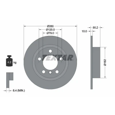 Imagen de TEXTAR PRO 92238703 Disco de freno 280 10 05/06 120 macizo revestido sin perno sujeción rueda, buje rueda MINI: Countryman, Paceman