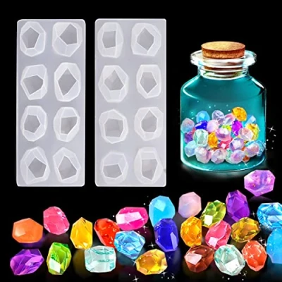 Imagen de Rolin Roly 2PCS Moldes de Fundición Resina Irregular Molde Cristal Multifacet Silicona Epoxi Joyas Piedras Preciosas Geométricas DIY Craft