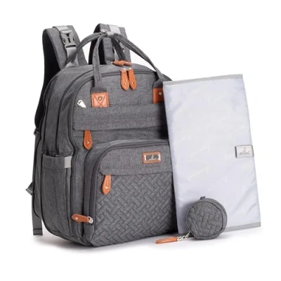 Imagen de BabbleRoo Mochila de Pañales Extragrande, Bolsa Bebé Expandible con Hasta un 50% Más Capacidad Viaje para Cambiador, Correas Cochecito y Estuche Chupete