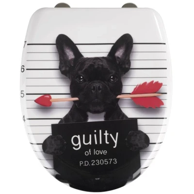 Imagen de Wenko Tapa de WC Guilty Dog Antibacteriano, Dispositivo automático Descenso, sujeción higiénica Fix Clip Multicolor