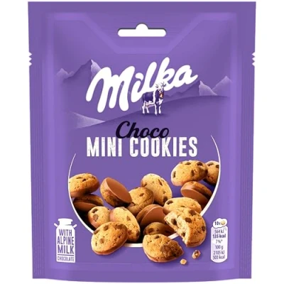Imagen de Milka Mini Cookies Galletas con Pepitas de Chocolate Leche y Cubiertas los Alpes 110g Pack 8