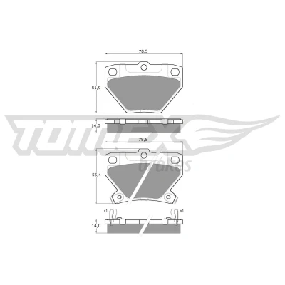 Imagen de TOMEX brakes TX 13 77 Juego de pastillas freno Eje trasero con avisador acústico desgaste TOYOTA: Corolla IX Hatchback, Yaris I Hatchback