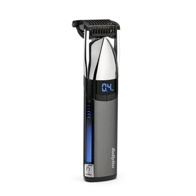 Imagen de BaByliss Super X Metal Cortadora de barba y rastrojo alta precisión, 24 ajustes longitud, inalámbrica e impermeable, regalos para hombres, color plateado