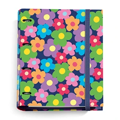 Imagen de Miquelrius Carpebloc, Carpeta con 4 Anillas + Recambio 100 Hojas A4 Cuadrícula, Carpesano Cierre Goma, Agatha Ruiz de la Prada, Flor