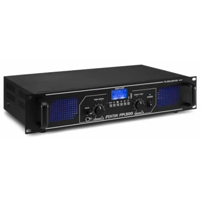 Imagen de Fenton FPL500 Amplificador Digital clase D de 500W con panel frontal iluminado LEDs Azules, 4 entradas estéreo, receptor bluetooth, reproductor MP3 USB/SD, mando a distancia incluido