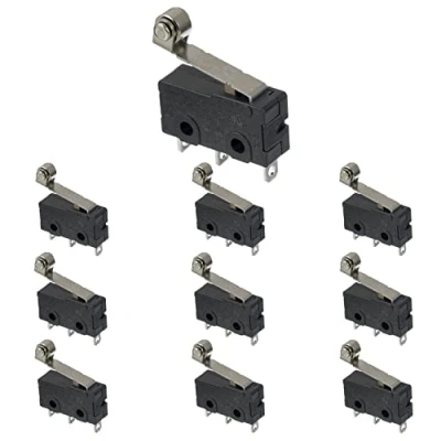 Imagen de BOJACK KW4A(S) Microinterruptor 5A 250V AC SPDT 1NO 1NC Interruptor de Límite con Brazo Palanca Rodillo Bisagra Momentánea 3 Pines (Paquete 10 Piezas)