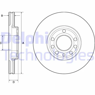 Imagen de DELPHI BG3713C Disco de freno 285 25 5 ventilado revestido sin procesar cojinete rueda, anillo sensor ABS OPEL: Vectra C Berlina, CC