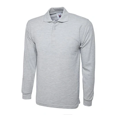 Imagen de Camiseta polo de manga larga para hombre. Ideal deportes, trabajo y ocio gris XX Large