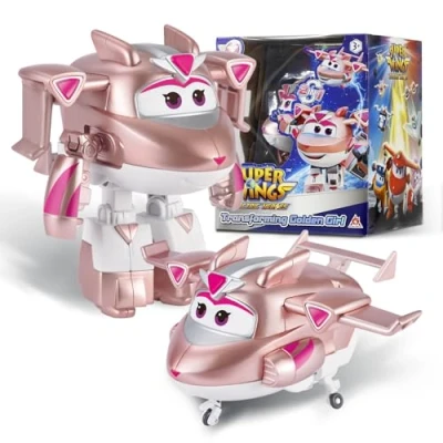 Imagen de Super Wings avión Transformer Supercharged Golden Girl, Altura Aprox. 12,7 cm, muñeca Infantil, Figura de y Robot Juguete para niños niñas a Partir 3 años