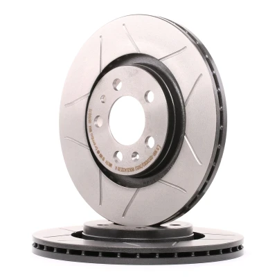 Imagen de BREMBO MAX LINE 09.7012.75 Disco de freno 280 22 5 ranurado, ventilación interna revestido altamente carbonizado con tornillos VOLKSWAGEN: Golf 4