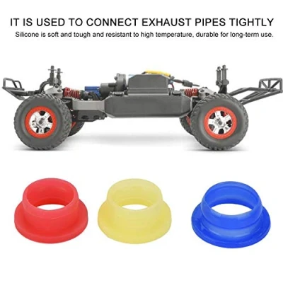 Imagen de RC Motor Tuberia de Escape Adaptador Juntas, 3Pcs Junta Silicona para HSP 1/8 Nitro Coche