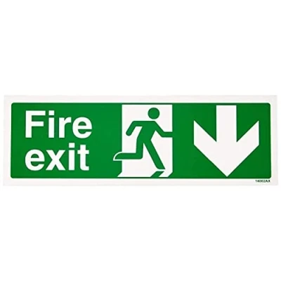 Imagen de vsafety 14002 ax r Sign, &quot;Fire Exit y flecha hacia abajo 1 mm plástico rígido, paisaje, 300 x 100 mm), color verde