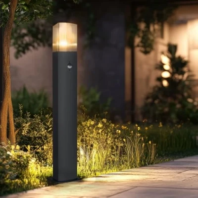 Imagen de Miratic Farolas Exterior Jardin E27 IP54 Iluminacion Resistente al Agua Luz Ideal para Ambientes Exteriores Farol Decorativo (con detector de movimiento)