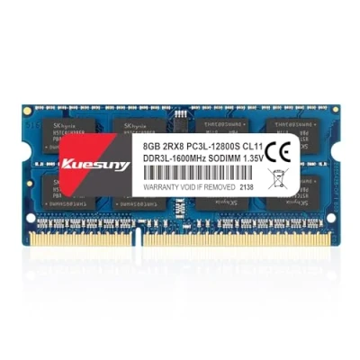 Imagen de Kuesuny 8GB DDR3L 1600MHz PC3 12800 PC3L 12800S Unbuffered Non ECC 1.35V/1.5V CL11 2Rx8 Dual Rank 204 Pin SODIMM Portatil Memoria Principal Module Upgrade