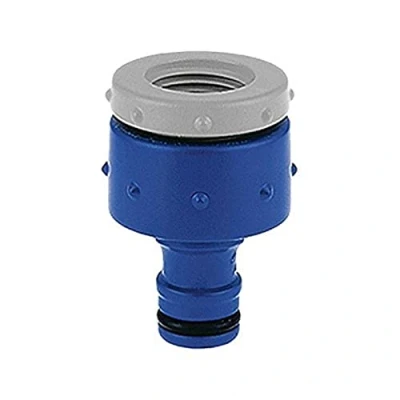 Imagen de Tatay Racor de Grifo Hembra 3/4 pulgadas 1/2 Top Line, Conector Universal, Protección Solar, Fácil Instalación, Azul