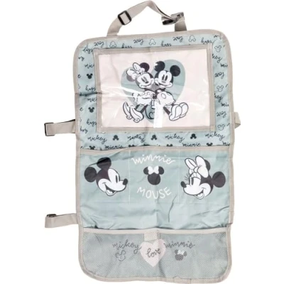Imagen de TataWay in viaggio si cresce Disney Proteggisedile portaoggetti Tablet Organizer auto per bambini di colore grigio e rosa con i simpatici topolini Minnie Mickey Mouse