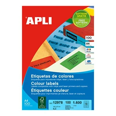 Imagen de APLI 12978 Etiquetas rojas permanentes 105,0 x 37,0 mm 100 hojas