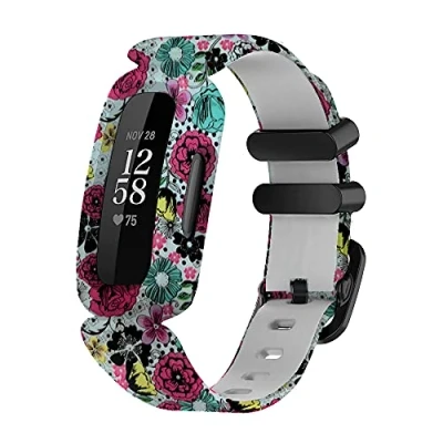 Imagen de WIIKAI Compatible con Fitbit Ace 3/Inspire 2 Correas para Relojes, Correa de Pulsera Reemplazo.(Flor clásica)
