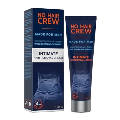 Imagen de NO HAIR CREW Crema Depilatoria Íntima Premium , calmante, todo tipo d epiel, Extra Suave Hecha Para Hombres, 100 ml