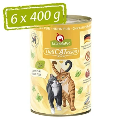 Imagen de GranataPet Delicatessen Pollo Pur, Comida húmeda para Gatos, pienso sin Cereales y azúcares, Gatos con Alto Contenido de Carne aceites, 6 x 400 g