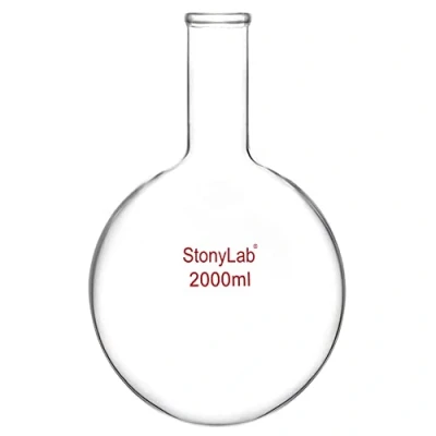 Imagen de stonylab Matraz Fondo Redondo, Cuello Largo de Redondo Pared Gruesa Cristal Borosilicato RBF con Largo, Round Bottom Flask Frascos Laboratorio 2000ml (2L)