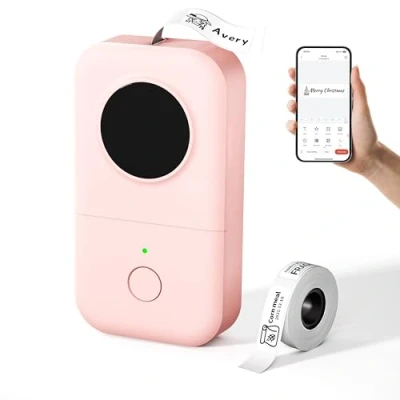 Imagen de Phomemo D30 Impresora de Etiquetas, Etiquetas Bluetooth portátil, máquina térmicas Autoadhesivas, Adecuada para el hogar, Oficina, Precio, Fecha, Nombre. Rosa