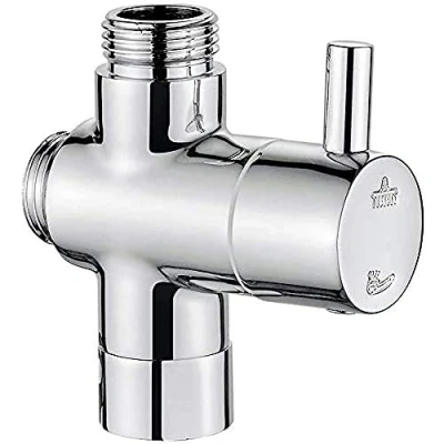 Imagen de Ibergrif M92201 Válvula Desviadora de 3 Vias, Valvula Mezcla Ducha, una Entrada G3/4&quot;, y Salidas G3/4&quot; G1/2&quot;, para Cabezal Ducha Manual Rociador Fijo, Latón, Cromo