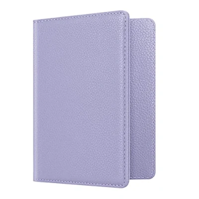 Imagen de Fintie Funda de Pasaporte Cartera con Bloqueo RFID para Pasaporte, Tarjeta Crédito, Tarjetas Visita, Pases Embarque, Médica Lila Gris