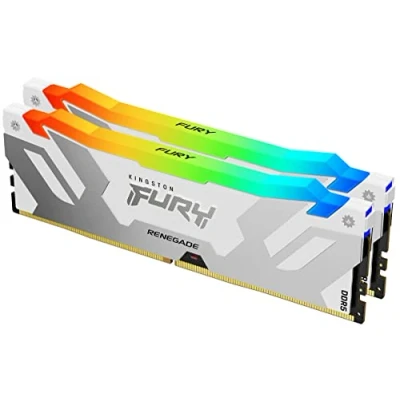 Imagen de Kingston FURY Renegade Blanco RGB XMP 64GB 6400MT/s DDR5 CL32 DIMM Memoria gamer para Ordenadores de sobremesa ( Kit 2 ) KF564C32RWAK2 64