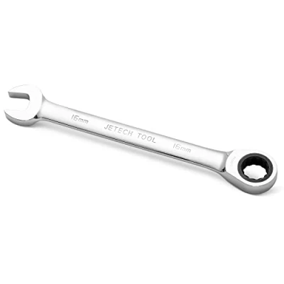 Imagen de Jetech Llaves de carraca 16mm, llave trinquete combinada, engranaje acero Cr V grado industrial acabado cromo pulido, métricas
