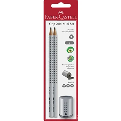 Imagen de Faber Castell 183797 Juego de 2 lápices Grip 2001 y mini sacapuntas, color plateado