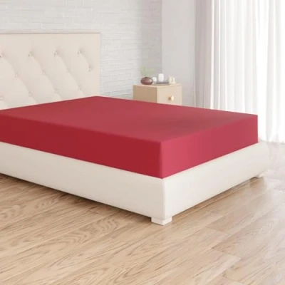 Imagen de Amazon Basics Sabana Bajera Ajustable, 160 x 200 30 cm, de Poliéster Microfibra, Burdeos
