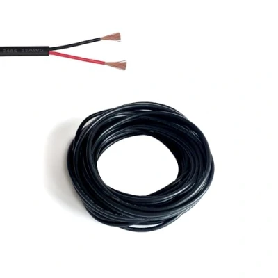 Imagen de Zzcy Cable Eléctrico de 20 M 22 AWG Cobre Estañado Doble Hilo 2 Núcleos PVC Negro Extensión Flexible Led para Cables Tiras y Lámparas 0,5 mm²