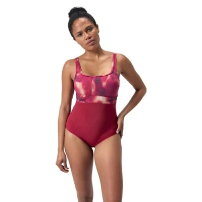 Imagen de Speedo Bañador Moldeador de 1 Pieza ContourEclipse Traje baño para Las Vacaciones y la Playa Mujer, Niebla Magenta/Flor Suave/Rojo Vasco, 42