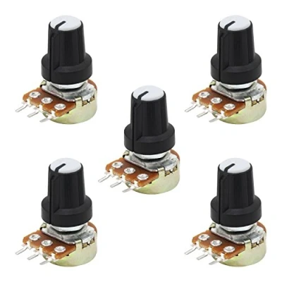 Imagen de Aussel 10K OHM B10K potenciómetro lineal de 3 terminales con tuercas y arandela tapa 5 piezas (B10K 5PCS)