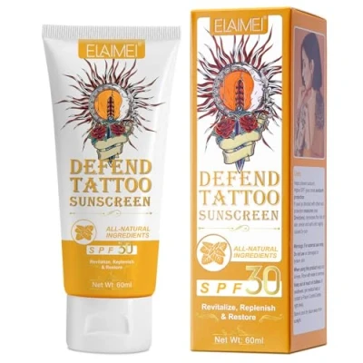 Imagen de Tattoo Crema Solar, Protector Solar del Tatuaje, Proteccion para Tatuajes SPF30, Sunscreen de Protección UVA/UVB Sun Rays Protection, Water Resistant, 60ml