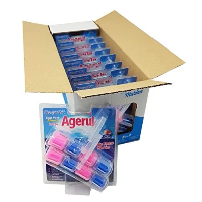 Imagen de Agerul. Bloque ambientador para WC Duo 5 en 1 Brisa Marina. Limpia y aromatiza. Caja 10 uds