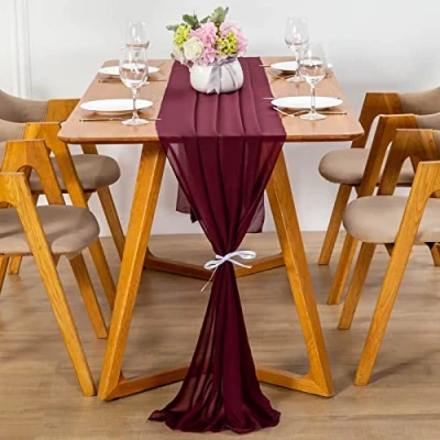 Imagen de YUNSHANGHE Camino de Mesa Moderno Gasa, 70 x 300 cm, Lavable, Mantel para Boda, decoración Tela, Bodas, cumpleaños, comunión (Vino Rojo)