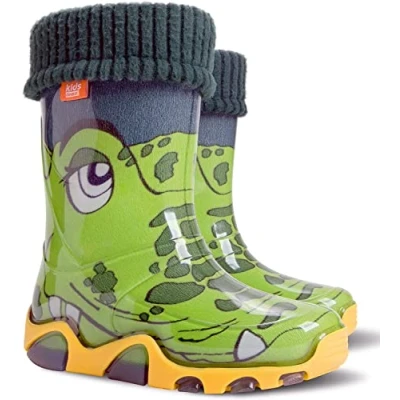 Imagen de demar. botas de agua para niños y niñas, con forro polar cálido, ligeras, unisex, Wellington, estampado piel cococrilo, 32/33 EU