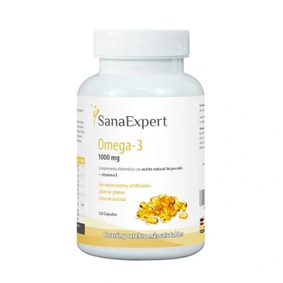 Imagen de SanaExpert Omega 3 Complemento Natural con Ácidos Grasos DHA y EPA Para la Memoria Sistema Inmunológico 120 Cápsulas Fabricado en Alemania