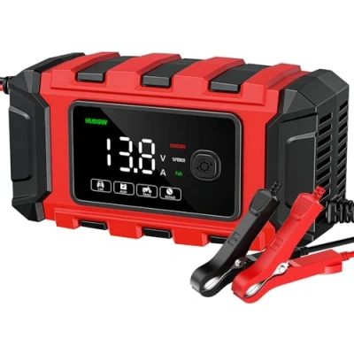 Imagen de 12V6A Cargador de batería,Cargador batería Inteligente con función reparación automática y Pantalla LCD,Cargador Coche para automóviles,Moto,camión,AGM, Gel, SLA