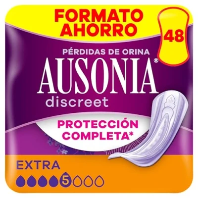 Imagen de Ausonia Discreet Extra, 48 Compresas Incontinencia Mujer para Pérdidas de Orina, Protección Completa, Discreción Increíble