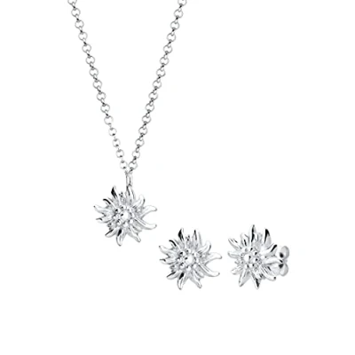 Imagen de Elli Juego de joyas para mujer estilo Oktoberfest con motivo flor las nieves (edelweiss), fabricado en plata ley 925