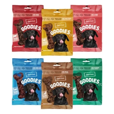 Imagen de Chewies Paquete de degustación Dulces para Perros Entrenamiento Maxi Snacks golosinas saludables sin azúcar, Ideal como recompensa y motivación en el Perros,