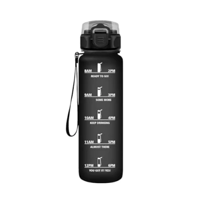Imagen de HoneyHolly Botella Agua, 500ml Deportiva, Agua Niños, Prueba de Fugas, Gimnasio, Marcador Tiempo, Cantimplora, Gym, para Fitness Oficina Escuela Yoga