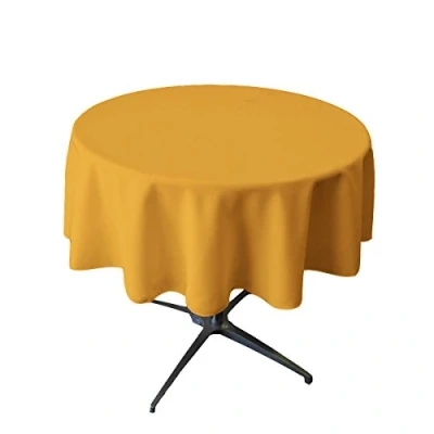 Imagen de LA Linen Polyester Poplin Round Tablecloth, 58&quot;, Gold