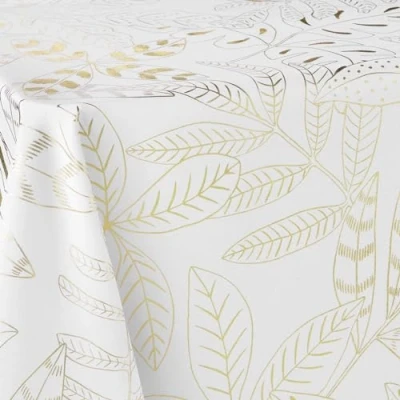 Imagen de Douceur d&#039;Intérieur, Belflor Mantel Rectangular (poliéster, 150 x 240 cm), Color Blanco y Dorado